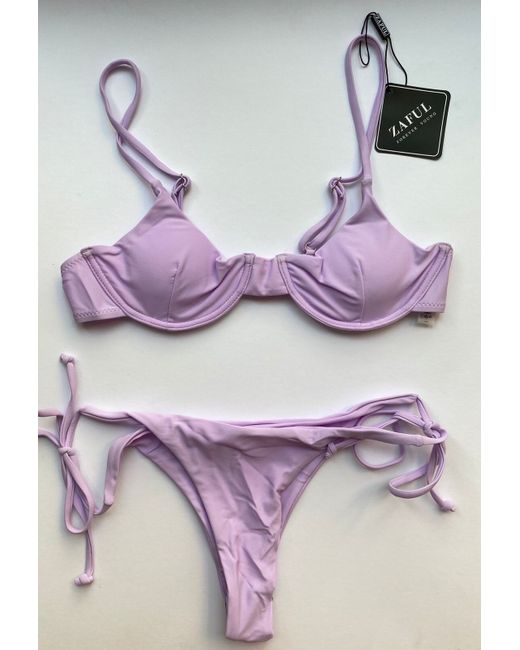 Zaful  Purple Lilac Pale Underwired Padded Bikini 10 M Swimwear Set Bnwt