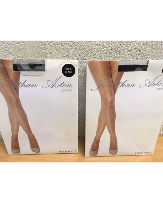 Jonathan Aston Ladies Tights Vision Black/Grey Dot Small New 2 Pairs  Di Colore Grigio
