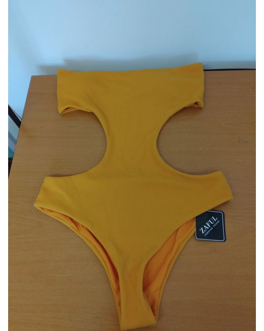 Zaful  Yellow Cut Out Swimsuit Uk 12