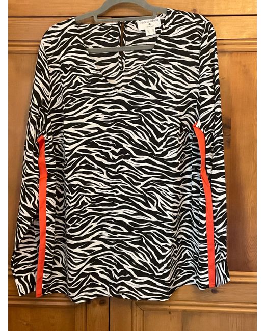 Rick Cardona  White Kaleidoscope Plus 20 Black Orange Tunic Top Summer