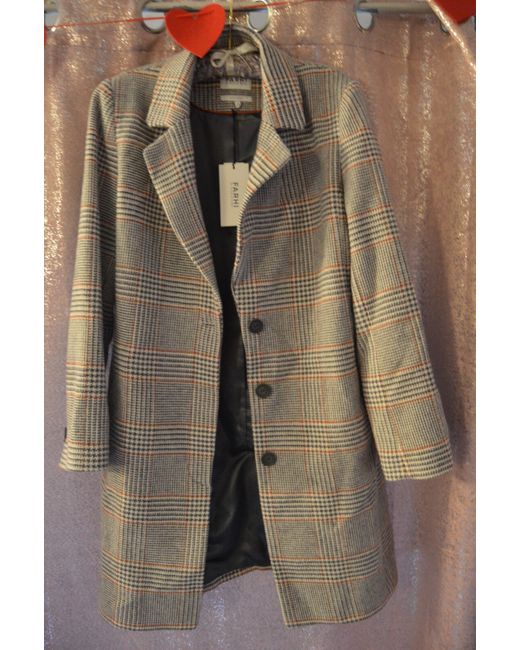 Nicole Farhi Unisex Xl Checked Part Wool Coat