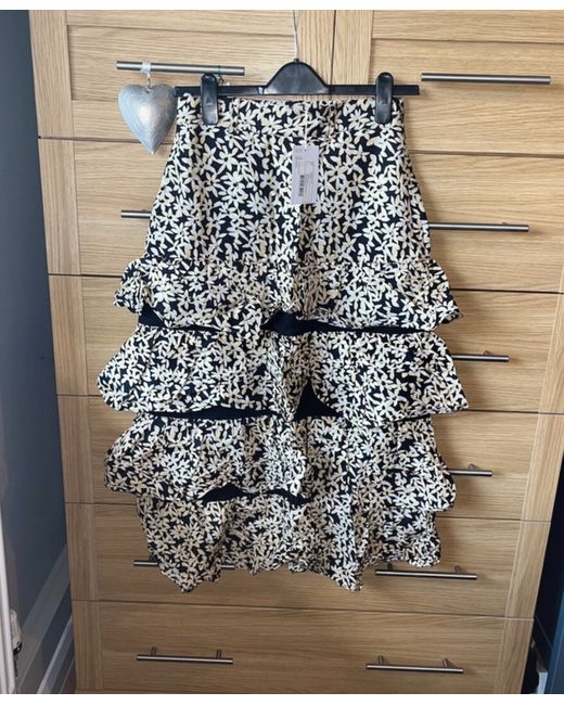 Other Stories Women's Floral Black And White Print Belted Maxi Skirt 10 Rrp 95