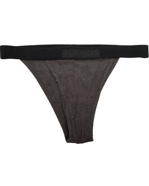 Gilly Hicks Hollister Ribbed Cheeky Dark Heather Grey Large 14 Uk Knickers Pants  Di Colore Grigio