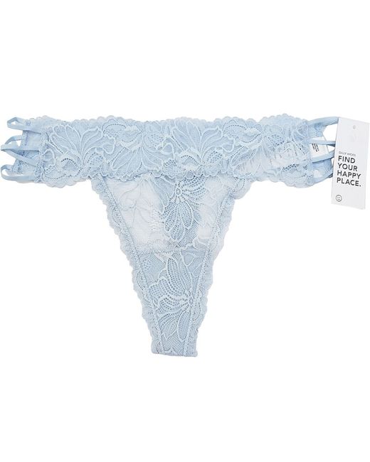 Gilly Hicks  Blue Hollister Strappy Lace Thong Underwear Light Pants Knickers L