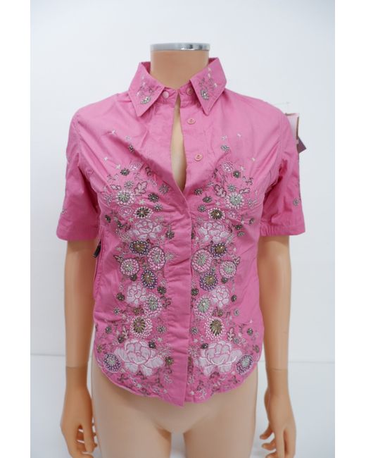 Maharishi  Pink Mhi Womens New Button Up Shirt Top 12 Uk 8 Embroidered Y2k