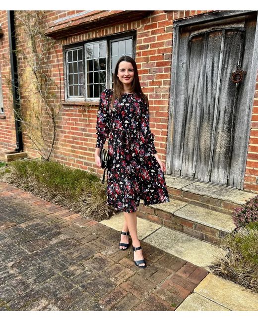 Marina Kaneva   Womens Fit Flare Dress Tie Waist Detail Midi Length Comfort Stretch Round Neck