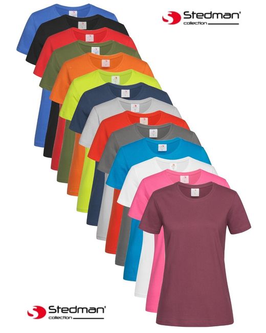Stedman 3 Pack Of Womens Ladies 100 Cotton Classic Short Sleeve Crew Neck Tee T-Shirt