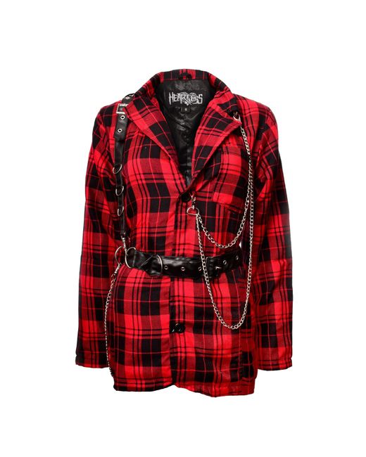 Heartless Devas Jacket Ladies Tartan Goth Emo Punk Alternative Da Women Di Colore Rosso
