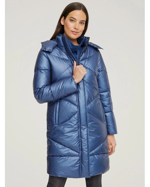 Rick Cardona Ladies Heine Metallic Blue Quilted Coat Uk Sz 16 Bnip  Di Colore Argento