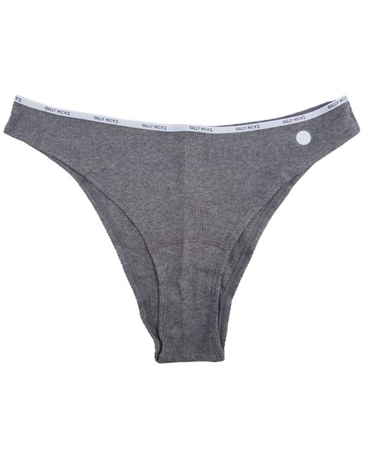 Gilly Hicks  Gray Hollister Ribbed High Leg Cheeky Cotton Mix Grey Pants Knickers L Xl