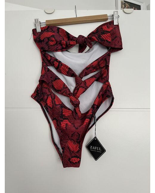 Zaful  Red Ladies Snakeskin Swimsuit. One Bnwt.