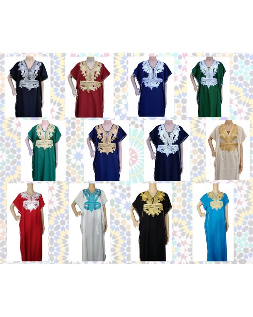 Nature Moroccan Kaftan Cotton Blend Dress Casual Women Full Length House One