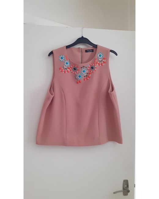 Marina Kaneva  Beige Gorgeous Blush Embelished Top 16 By Nwot.