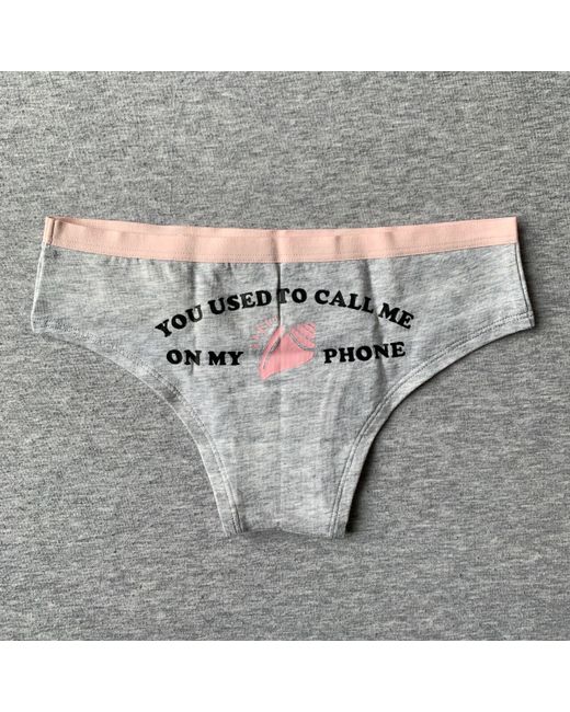 Gilly Hicks Graphic Slogan Cotton Cheeky Grey Xs Nwt  Di Colore Rosa