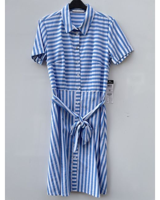 Betty Barclay  Blue Cotton Blend White Stripe Shirt Dress Uk 12 Bnwt
