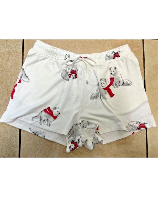 Gilly Hicks Christmas Dogs Print Loungewear Lounge Shorts Small Bnwt  Di Colore Bianco