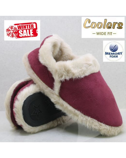 Coolers Women's  Ladies Slippers Wide Fit Memory Foam Fur Thermal Ankle Boots Warm Shoes