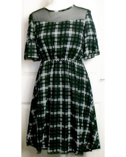 Marina Kaneva  White New Black Check Dress 8 751