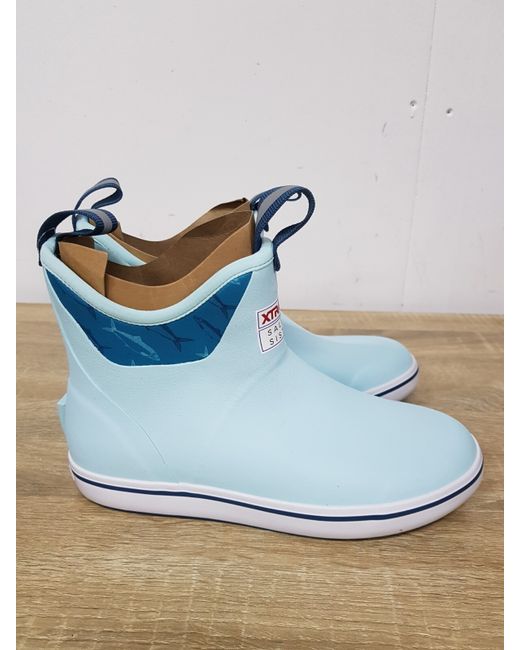 Xtratuf Womens Salmon Sisters 6 Ankle Deck Boots Light Fish Print Uk 5  Di Colore Blu