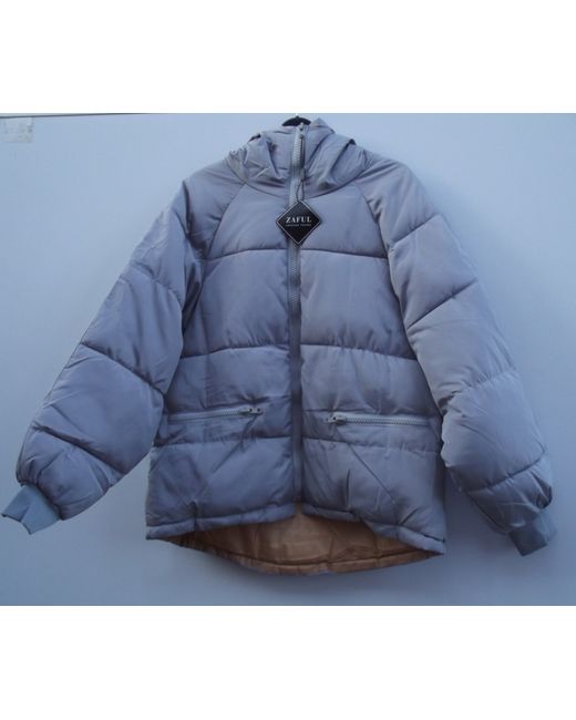 Zaful  Silver Huiqi Grey Puffer Coat Unisex Xs Oversized New With Tags