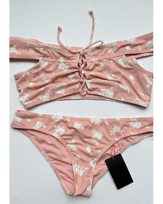 Zaful  Pink South Beach White Non-Padded Top Bottoms Swimwear Bikini Set Bnwt 12