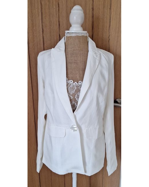 Rick Cardona Ladies Jacket Blazer Ivory Cream Uk 8 New  Di Colore Beige