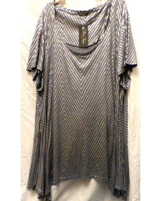 Marina Kaneva  Silver Grey Tunic 26/28 Round Neck Cap Sleeve New Tags