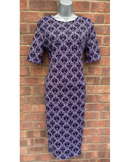 Marina Kaneva  Purple . Beautiful Paisley Print Fitted Dress Bnwts Sz 12