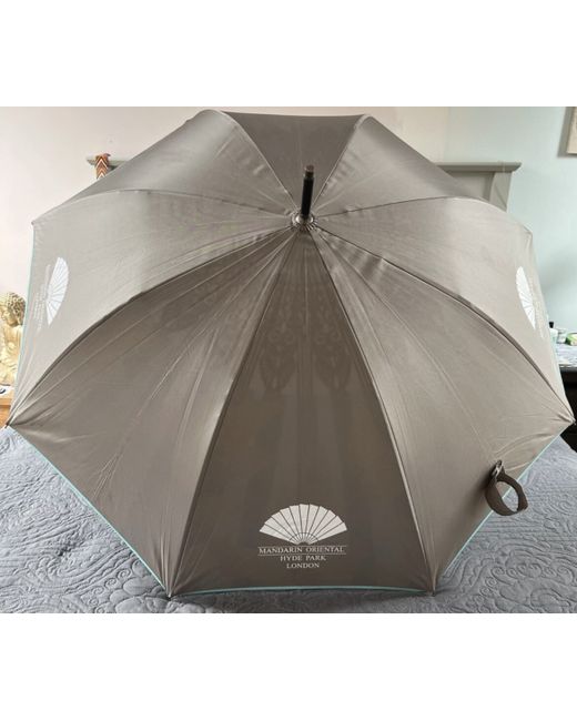 Hyde  Gray Mandarin Oriental Park Grey Double Canopy Crook Handle Golf Umbrella New