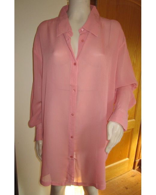 Casual Wear New Ladies Sheer Over Shirt Blouse Apricot Plus 24  Di Colore Rosa