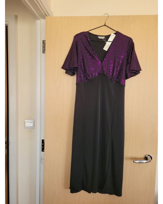 Marina Kaneva  Purple Mk London Ladies Evening Dress Uk12 Black Detail