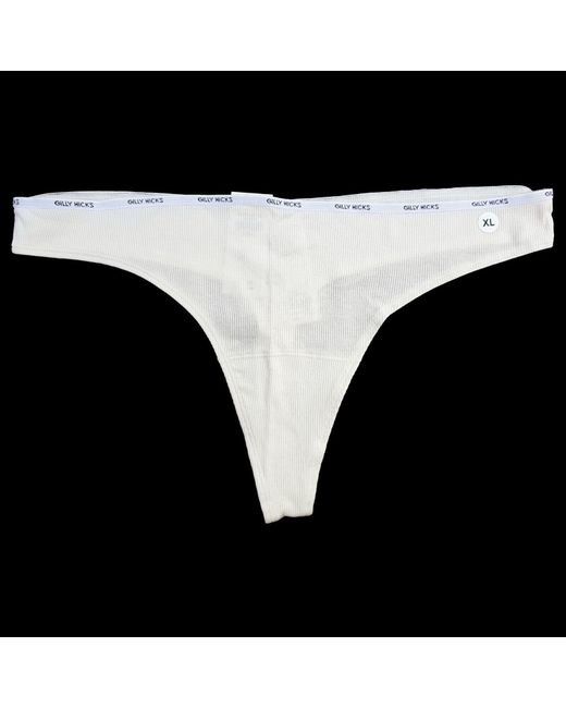 Gilly Hicks Hollister Ribbed Cotton Blend Thong X-Large 16 Uk Knickers Xl  Di Colore Bianco