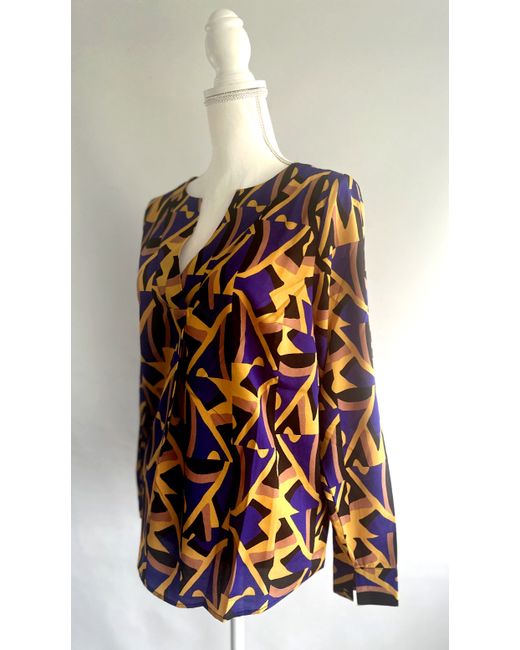 Rick Cardona Ladies Heine Pull On Print Blouse Uk Sz 12 Bnew