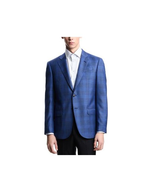 Emporio Armani Regular Fit Plaid Blazer Da Uomo Di Colore Blu