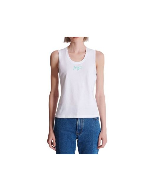 Balmain  White Relaxed Tank Top With Paris Brush Print