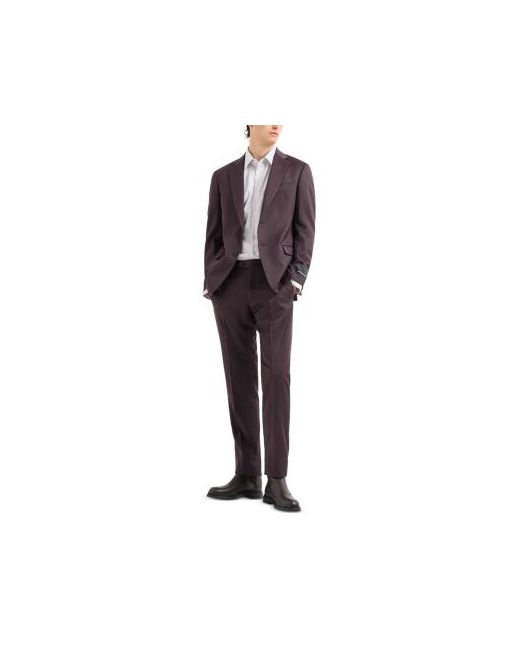 Emporio Armani Men's Red Regular Fit Solid Suit
