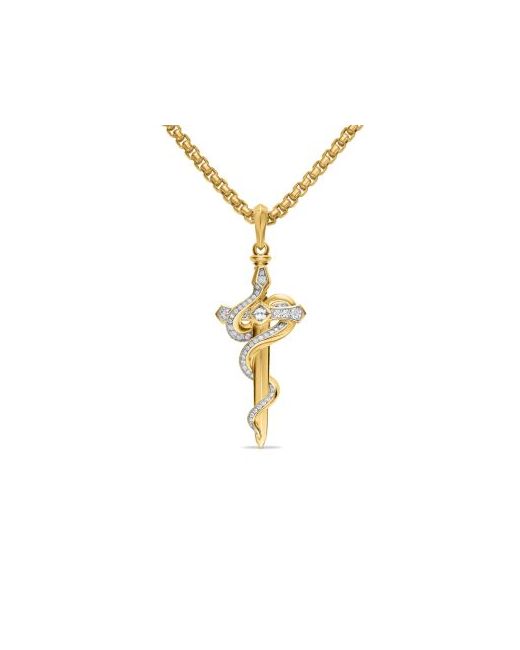 David Yurman  Golden Mens Ouroboros Snake Amulet 18k Yellow With Emerald And Diamonds 48mm