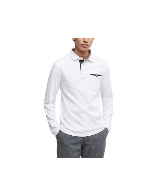 Barbour Men's White Long Sleeve Cornpatch Polo Shirt