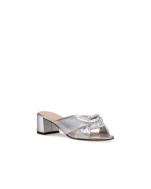 Stuart Weitzman Women's Silver Soplaya 50 Block Heel Sandals
