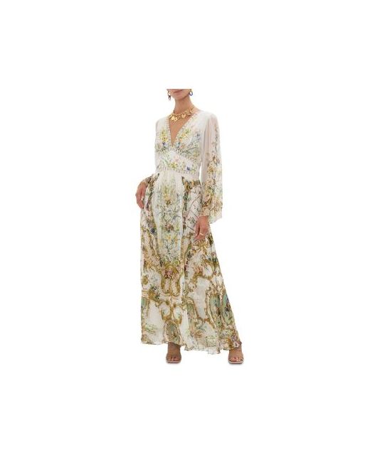 Camilla Women's Floral Silk Flared Sleeve Maxi Dress