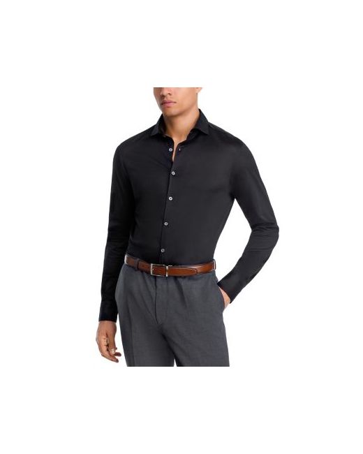 Canali Men's Black Slim Fit Sport Shirt