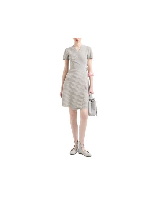 Emporio Armani Women's Gray Ottoman Striped Wrap Dress