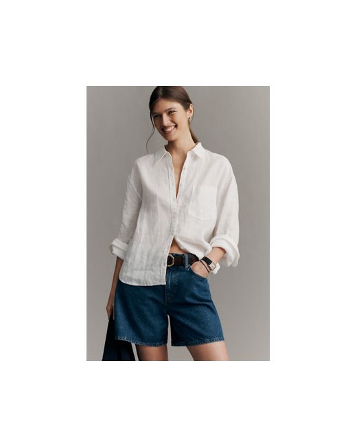 Maeve The Shrunken Bennet Linen Buttondown Shirt By Da Women Di Colore Bianco