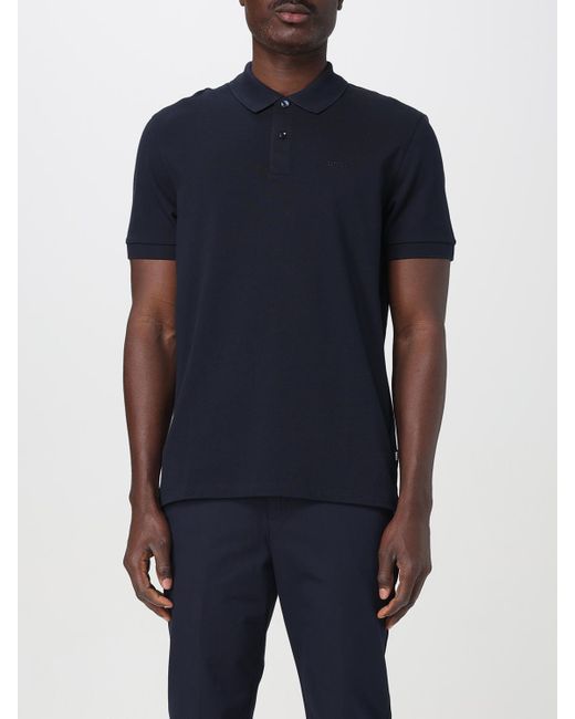 Boss Polo Shirt Da Men Di Colore Blu