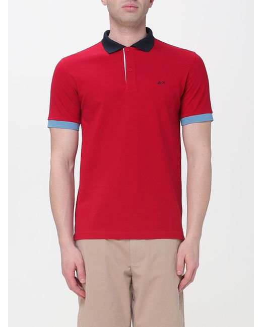 Sun68 Men's Red Polo Shirt