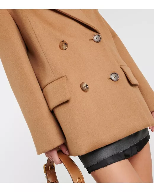 ジャケット MiuMiu | Double-breasted camel hair jacket Miu Miu Double-breasted camel hair blazer in Beige | Stylemi