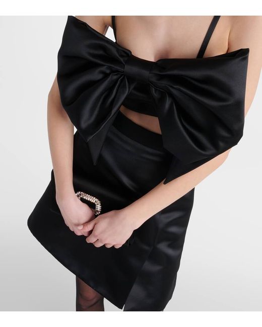 【Nina Ricci】 Duchess bow-detailサテンブラレット Duchess bow-detail satin bralette in black - Nina Ricci