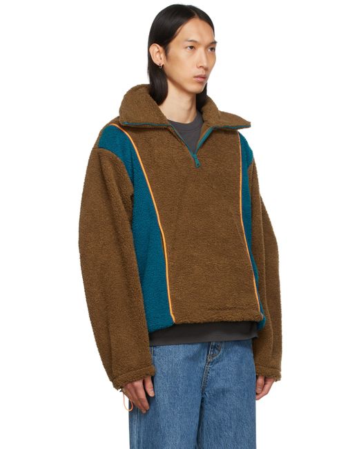 Ader Error Brown Navy Victo Fleece Half-Zip Sweater in Multicolor