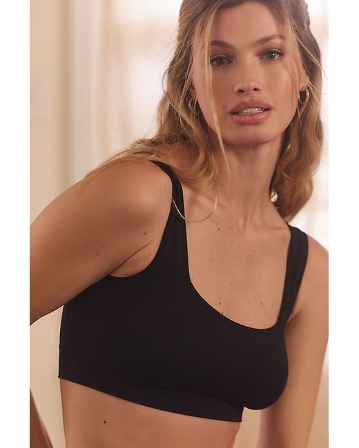 By Anthropologie Seamless Ribbed Square-Neck Bralette in Black