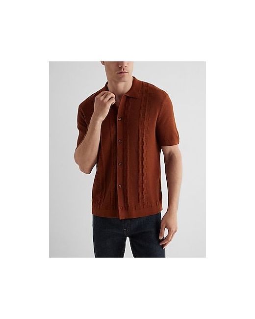 Express Woven Textured Short Sleeve Sweater Polo